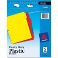 Avery Dennison Avery Plastic Tab Divider, Blank, 8.5"x11", 5 Tabs, Multicolor/Multicolor 23080